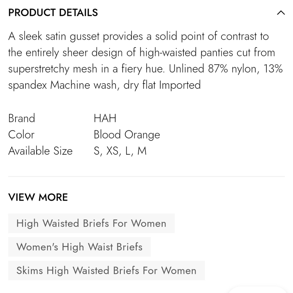 HAH Hi Wasted Panty In Blood Orange XS NEW! - Picture 7 of 7